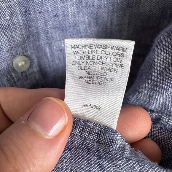 Murano Baird McNutt Shirt Mens‎ XL Blue Chambray Slim Fit Linen Beach Preppy - Picture 5 of 9